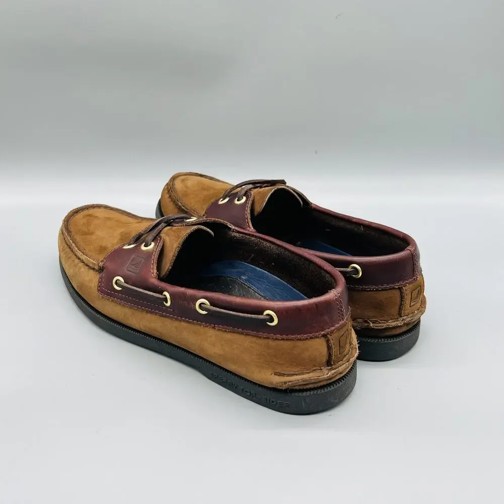 Sperry Shoes Mens 9 Brown Leather Suede Top Sider Boat Moc Toe Casual Comfort